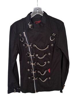 Tripp NYC Vintage Black Gothic Punk Rock Jacket With Chains & Buckle Details  La